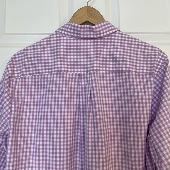 Vineyard Vines Mens Small Classic Fit Shirt Purple Gingham Plaid Stretch - Picture 4 of 6